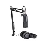 Audio Technica AT2020 Podcast Studio Condenser Microphone Pack Front View